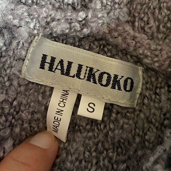 Halukoko Fringe Wool Blend Hooded Sweater Jacket Gray Size Small Zip Front - Picture 9 of 9